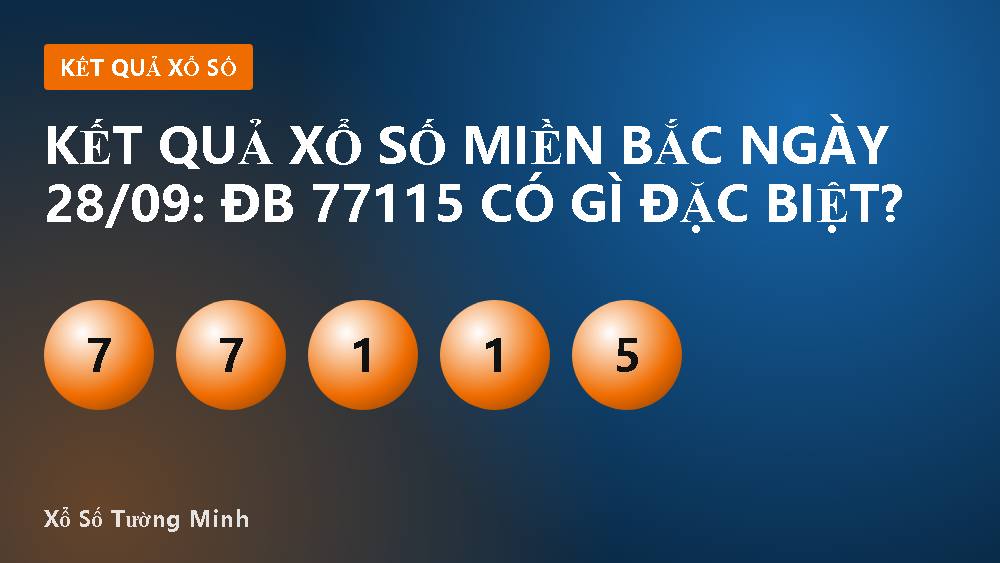 Kết quả xổ số miền Bắc ngày 28/09: ĐB 77115 có gì đặc biệt?